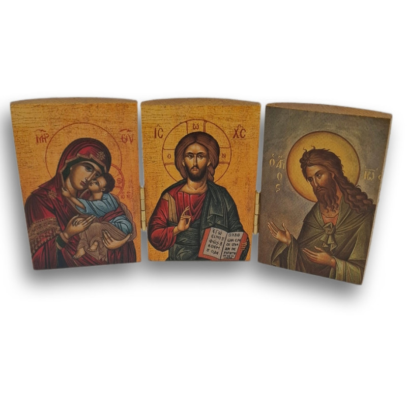 Triptych: Panna Maria Eleusa, Kristus Pantokrator a svatý Jan Křtitel