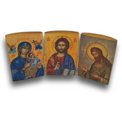 Triptych: Panna Maria Ustavičné Pomoci, Kristus Pantokrator a svatý Jan Křtitel