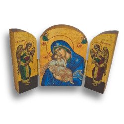 „V objetí nebe“ – Triptych s ikonou Panny Marie v modrém rouchu