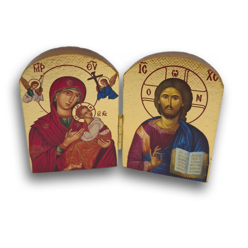 „Ticho, které hřeje“ – Dřevěný diptych s Kristem Pantokratorem a Pannou Marií Glykofilousa