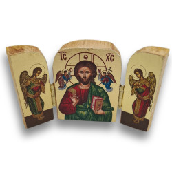 „Král vprostřed nebe“ – Vyřezávaný dřevěný triptych s Kristem Pantokratorem