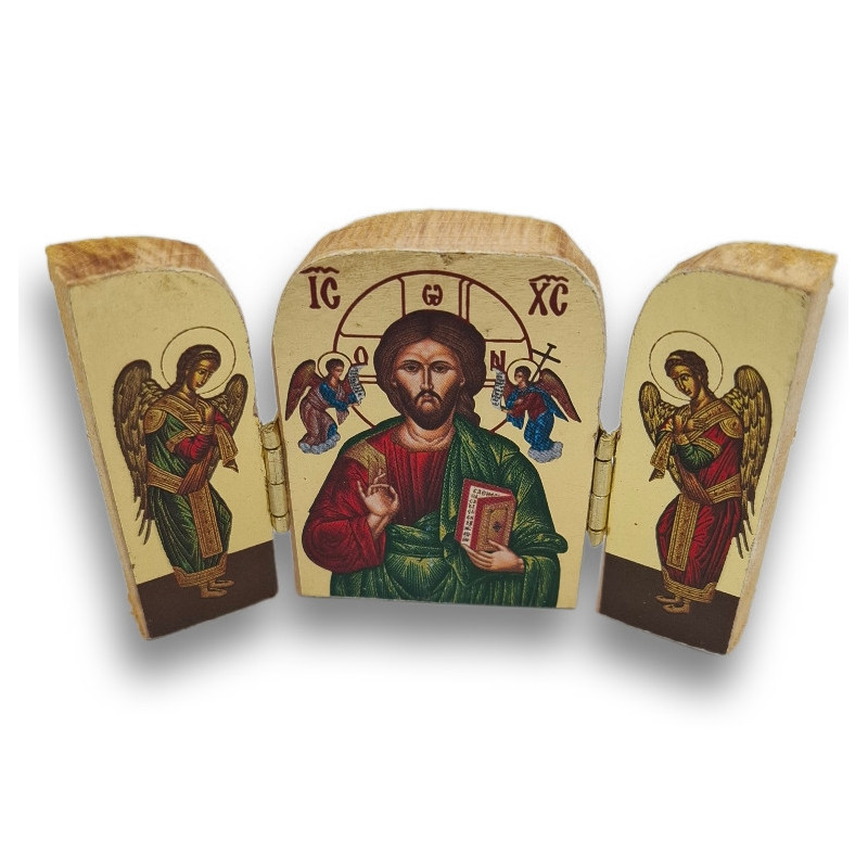 „Král vprostřed nebe“ – Vyřezávaný dřevěný triptych s Kristem Pantokratorem