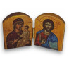 Dřevěný řecký diptych – Kristus Pantokrator a Panna Maria „Všech svatá“ (Panagia Pantanassa)
