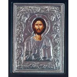 Kovová ikona žehnajícího Krista