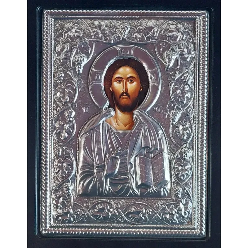 Kovová ikona žehnajícího Krista