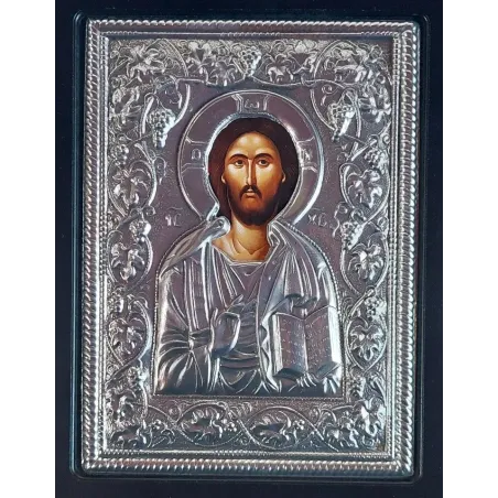 Kovová ikona žehnajícího Krista
