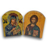 Dřevěný řecký diptych – Kristus Pantokrator a Panna Maria Ustavičné Pomoci s korunou