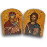 Dřevěný řecký diptych – Kristus Pantokrator a Panna Maria „Tvá Matka“ (Η ΜΗΤΗΡ ΣΟΥ)