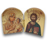 Dřevěný řecký diptych – Kristus Pantokrator a Panna Maria Jeruzalémská