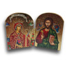 Dřevěný řecký diptych – Kristus Pantokrator a Panna Maria „Neuvadlá květina“ s anděly