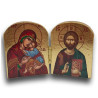 Dřevěný řecký diptych – Kristus Pantokrator a Panna Maria Eleusa (Milostivá)