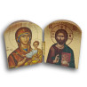 Dřevěný řecký diptych – Kristus Pantokrator a Panna Maria Odigitria (Ukazující cestu)