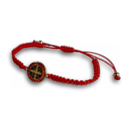 Nastavitelný nylonový náramek se svatým Benediktem – červený