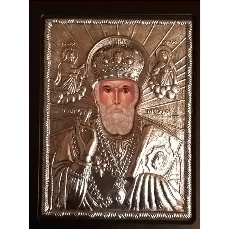 Kovová ikona sv. Mikuláše divotvůrce