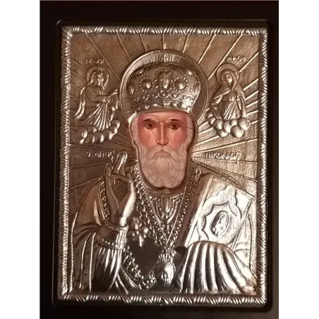 Kovová ikona sv. Mikuláše divotvůrce