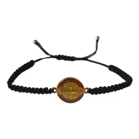 Nastavitelný nylonový náramek se svatým Benediktem – černý