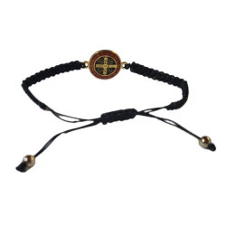 Nastavitelný nylonový náramek se svatým Benediktem – černý