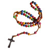 Duha modlitby – růžencový věnec s plastovými růžemi a křížem sv. Benedikta (50 cm)