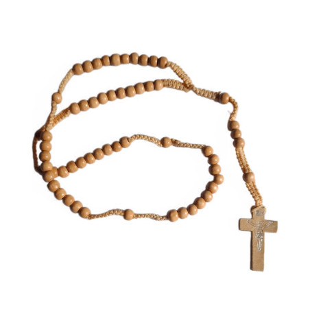 Světlý dřevěný růženec – jemnost modlitby v přírodním tónu (45 cm)