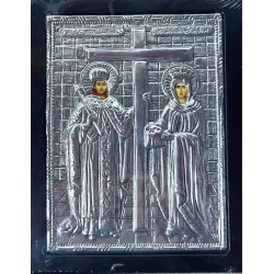 Kovová ikona Svaté Heleny a Konstantina