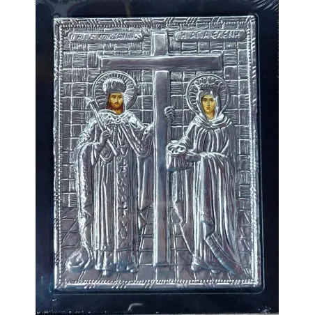 Kovová ikona Svaté Heleny a Konstantina