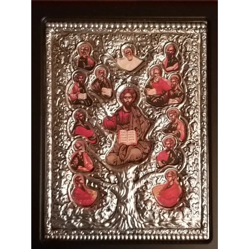 Kovová ikona Kristus strom života