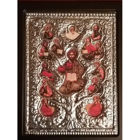 Kovová ikona Kristus strom života