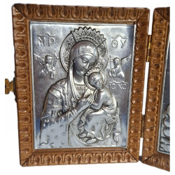 Kovový diptych – Panna Maria s Ježíškem & sv. Demetrios