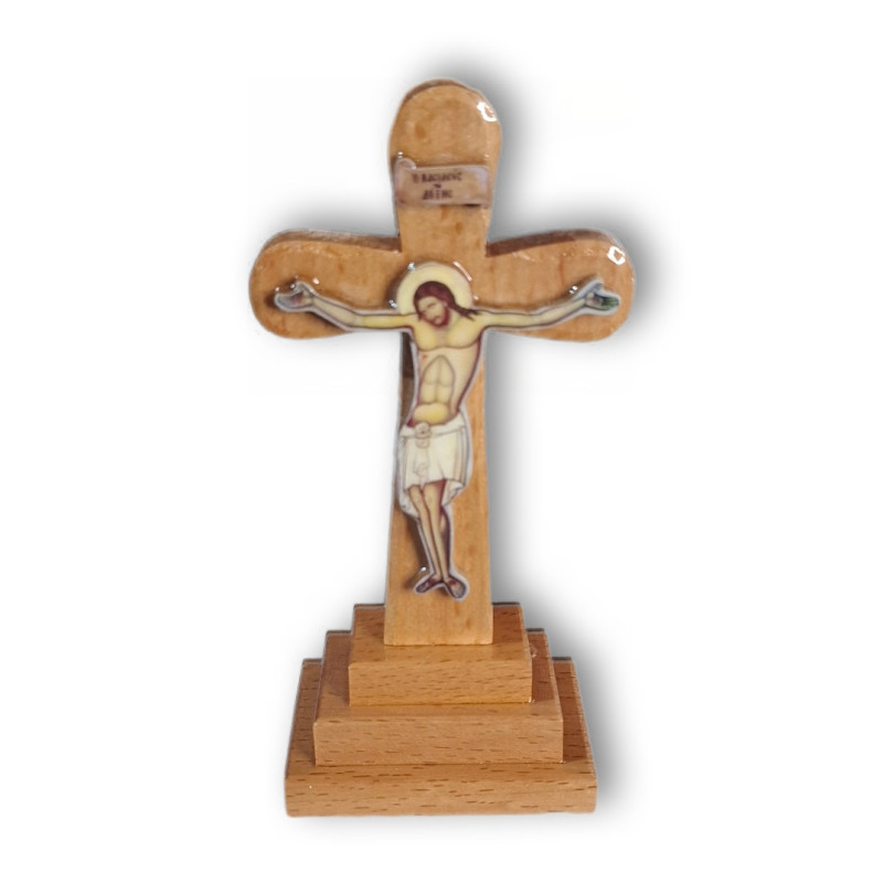 Dřevěný kříž na podstavci – „IC XC NIKA“