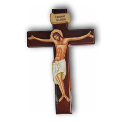 Dřevěný lakovaný kříž – Ukřižovaný Kristus