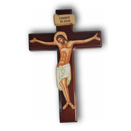 Dřevěný lakovaný kříž – Ukřižovaný Kristus