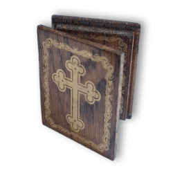 Diptych – Ortodoxní tradiční amulet se Zvěstováním a mramorovým křížem (4 × 5 cm)