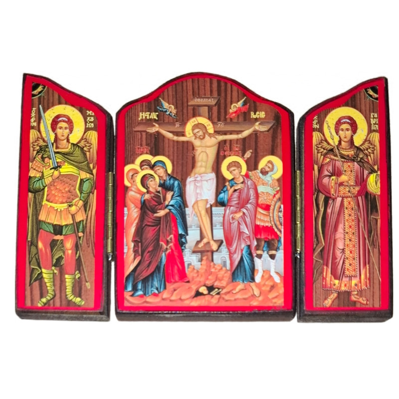 Triptych – Ukřižování Krista s archanděly (10 × 14 cm)
