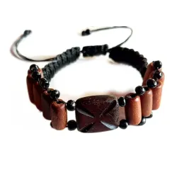 Řecký dřevěný náramek s křížem