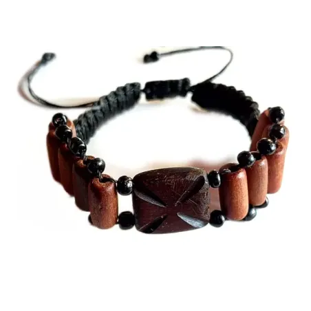 Řecký dřevěný náramek s křížem