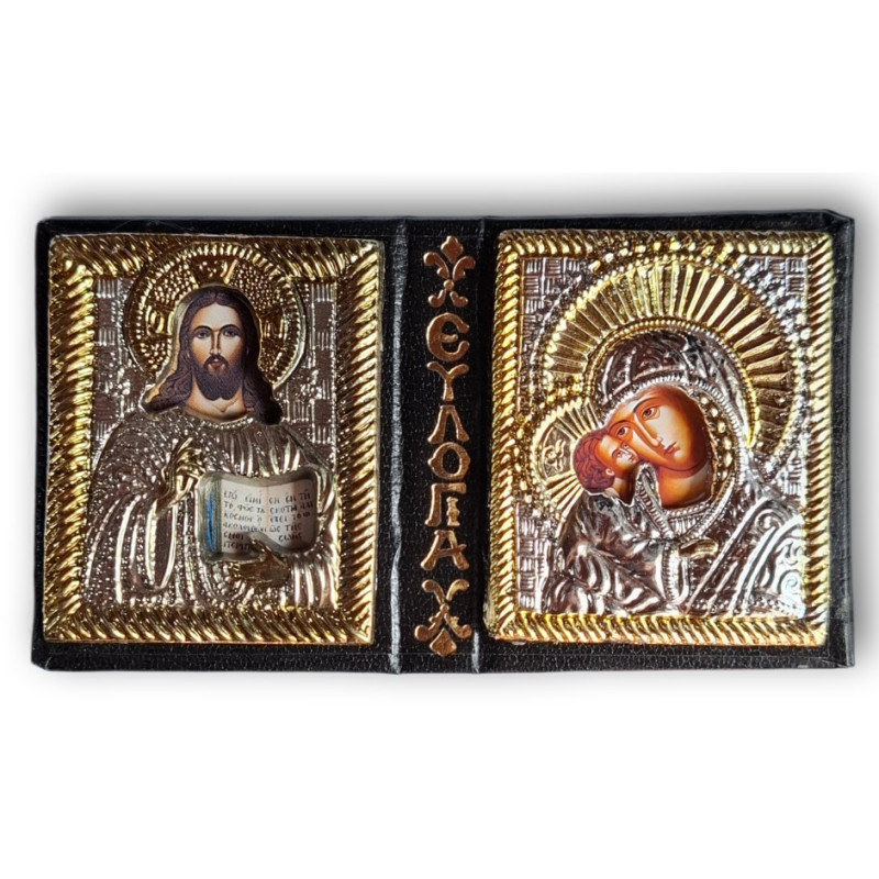 Ikonový diptych s Kristem a Bohorodičkou – požehnání z Řecka