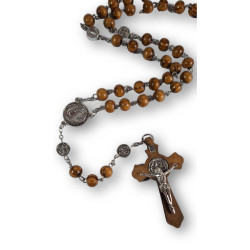 Dřevěno-kovový růženec sv. Benedikta – 54 cm