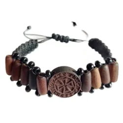 Dřevěný Křesťanský Náramek s Rytinou "Spasíš a Ochráníš