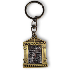 Klíčenka s ikonou Zvěstování Panně Marii – bronzový rám se stříbrným reliéfem