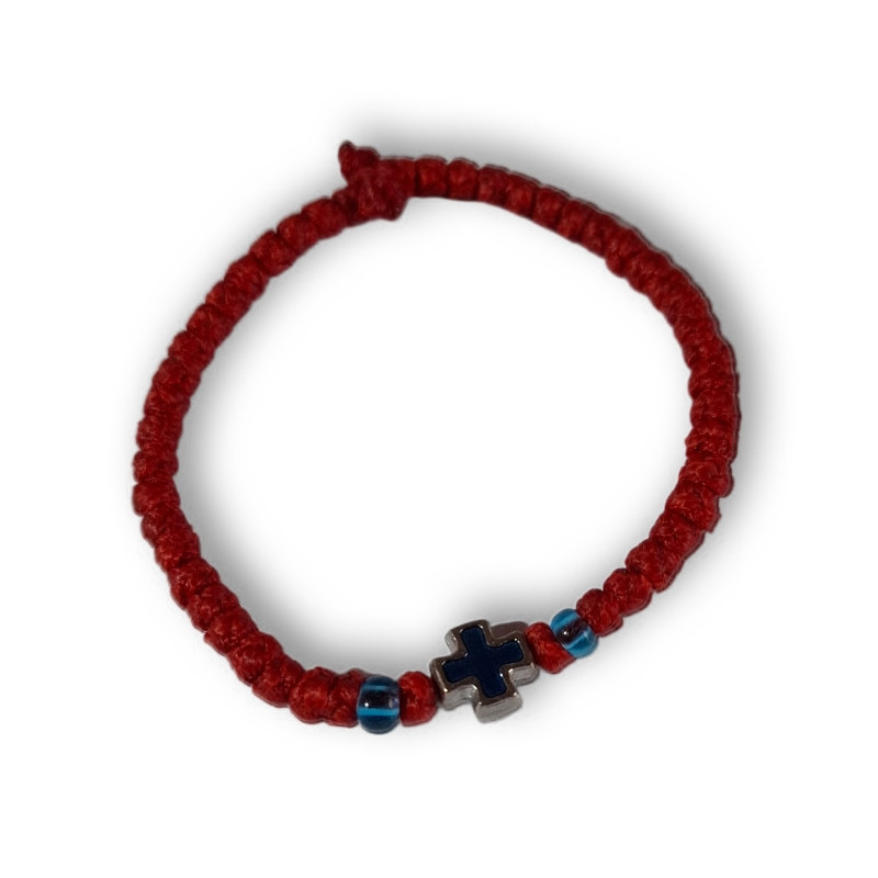 Řecký křesťanský modlitební náramek s kovovým křížem