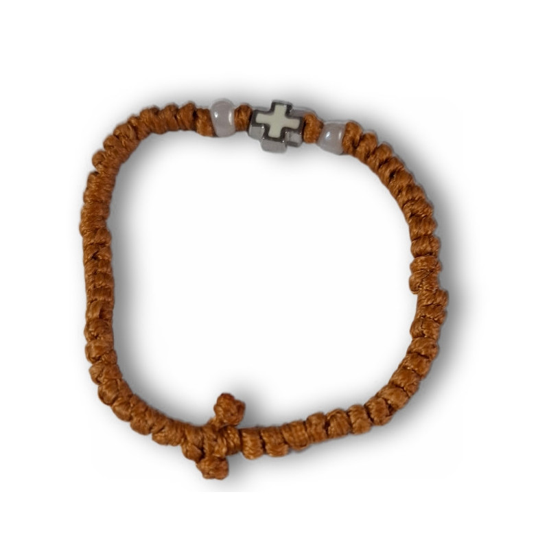 Řecký křesťanský modlitební náramek s kovovým křížem