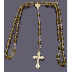 Zelený průsvitný korálkový růženec s křížem