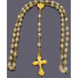 Průsvitný růženec s pozlaceným křížkem