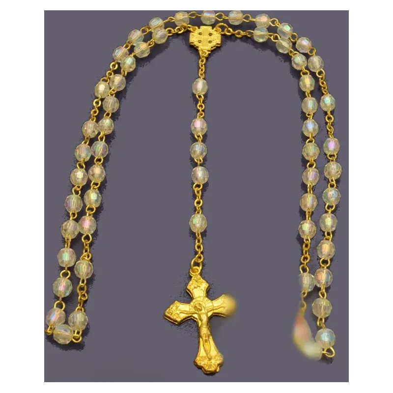 Průsvitný růženec s pozlaceným křížkem