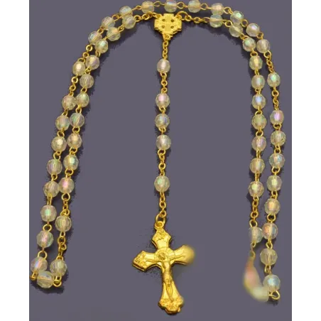 Průsvitný růženec s pozlaceným křížkem