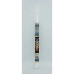 Ortodoxní vosková svíce s motivy Kristova sestupu do podsvětí