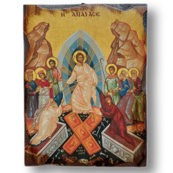 Ikona Sestoupení Krista do říše podsvětí s vyřezávaným rámem
