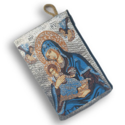 Peněženka s Ikonou "Panna Marie s Kristem" ve Stříbrno-Modrém Provedení