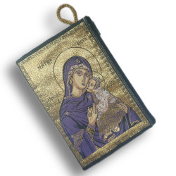 Peněženka s Ikonou "Panna Marie s Kristem" ve Stříbrno-Modrém Provedení
