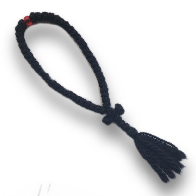 Čotky s 50 uzly a červeným korálkem, 22cm